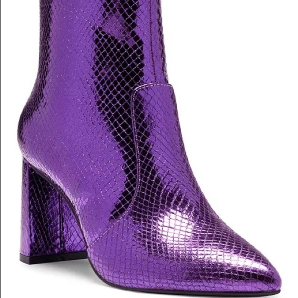 INC faux snake skin booties in fucsia EUC